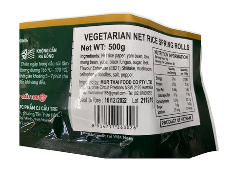 CauTre Vegetarian Net Rice Spring Rolls 500g