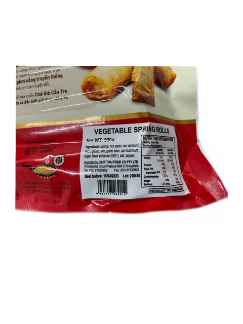 CauTre Vegetable Spring Rolls 500g