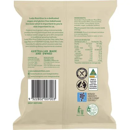 Leda Mini Rice Cakes Dark Chocolate 60g