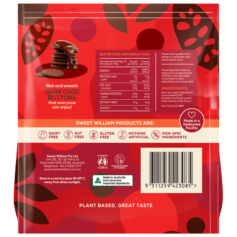 Sweet William Dark Choc Buttons 300g