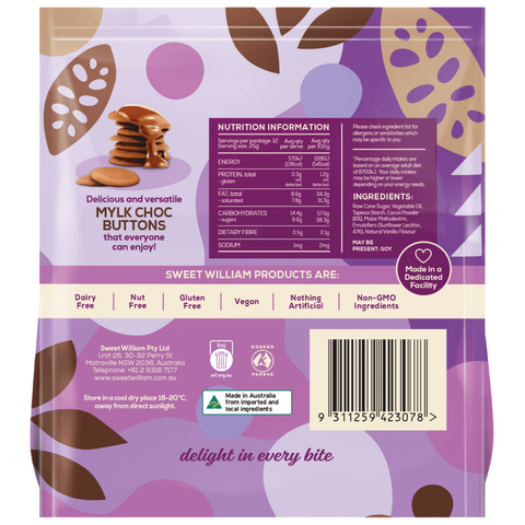 Sweet William Mylk Choc Buttons 300g