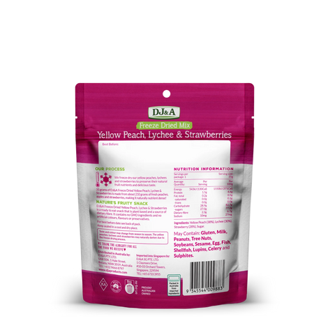 DJ&A Freeze Dried Mix Yellow Peach, Lychee, Strawberries 35g