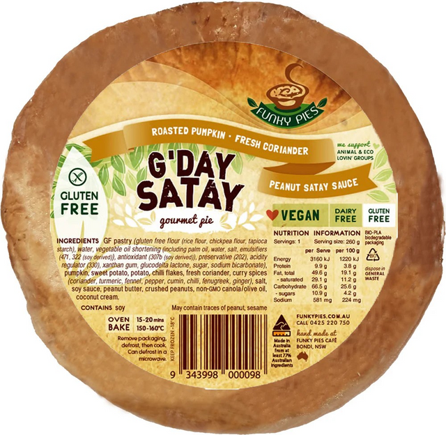 Funky Pie Gluten Free G’Day Satay Pie 260g – ChayMart