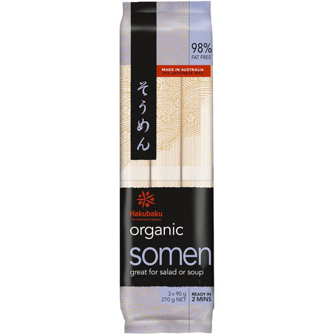 Hakubaku Organic Japanese Somen Noodles 98% Fat Free 270g
