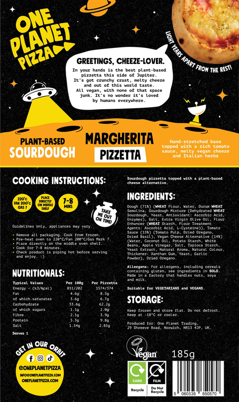 One Planet Pizza Margherita Pizzetta (Single serve) 185g