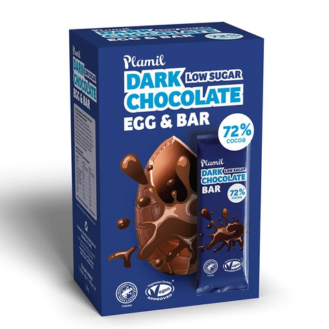 Plamil Dark Choc Low Sugar Egg and Bar 125g