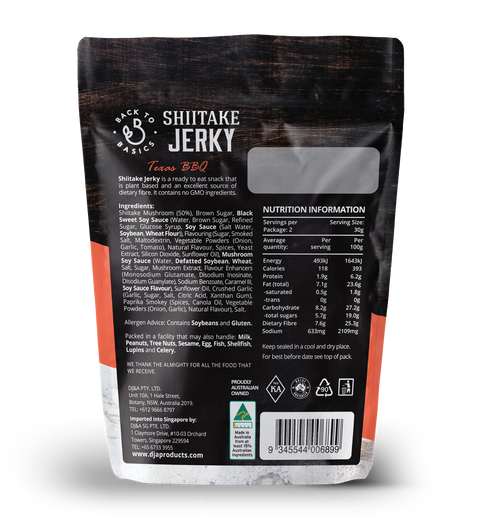 DJ&A Shiitake Jerky Texas BBQ 60g