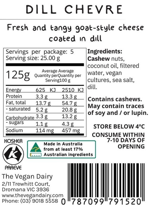 The Vegan Dairy Dill Chèvre 125g