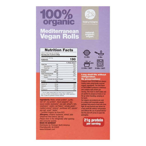Tofutown Organic Mediterranean Vegan Rolls 200g