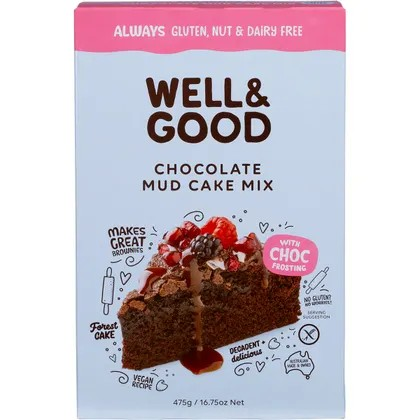 Well & Good Chocolate Mud Cake Mix with Choc Frosting 475g